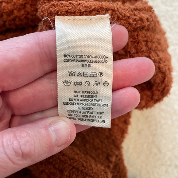 Free people Coco v-neck sweater chunky texture knit chocolate chip brown S - Picture 7 of 7